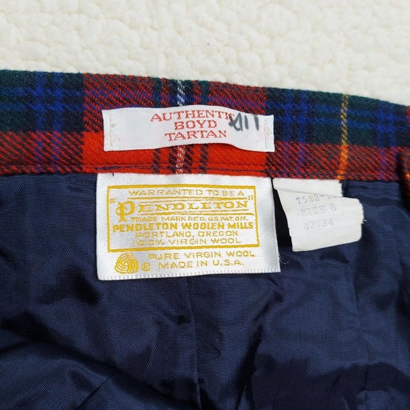 Vintage Pendleton Plaid Wool Skirt Sz 8 26 W Authentic Boyd Tartan Red Made USA - Picture 4 of 10